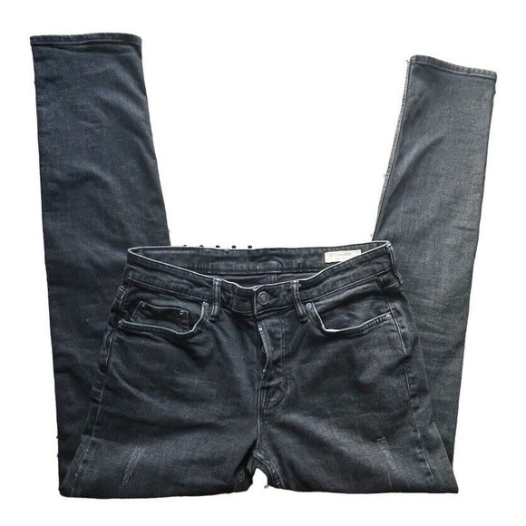 Allsaints Distressed Ripped Dark Denim Jeans Slim Turkey Black Size 31x32 Men
